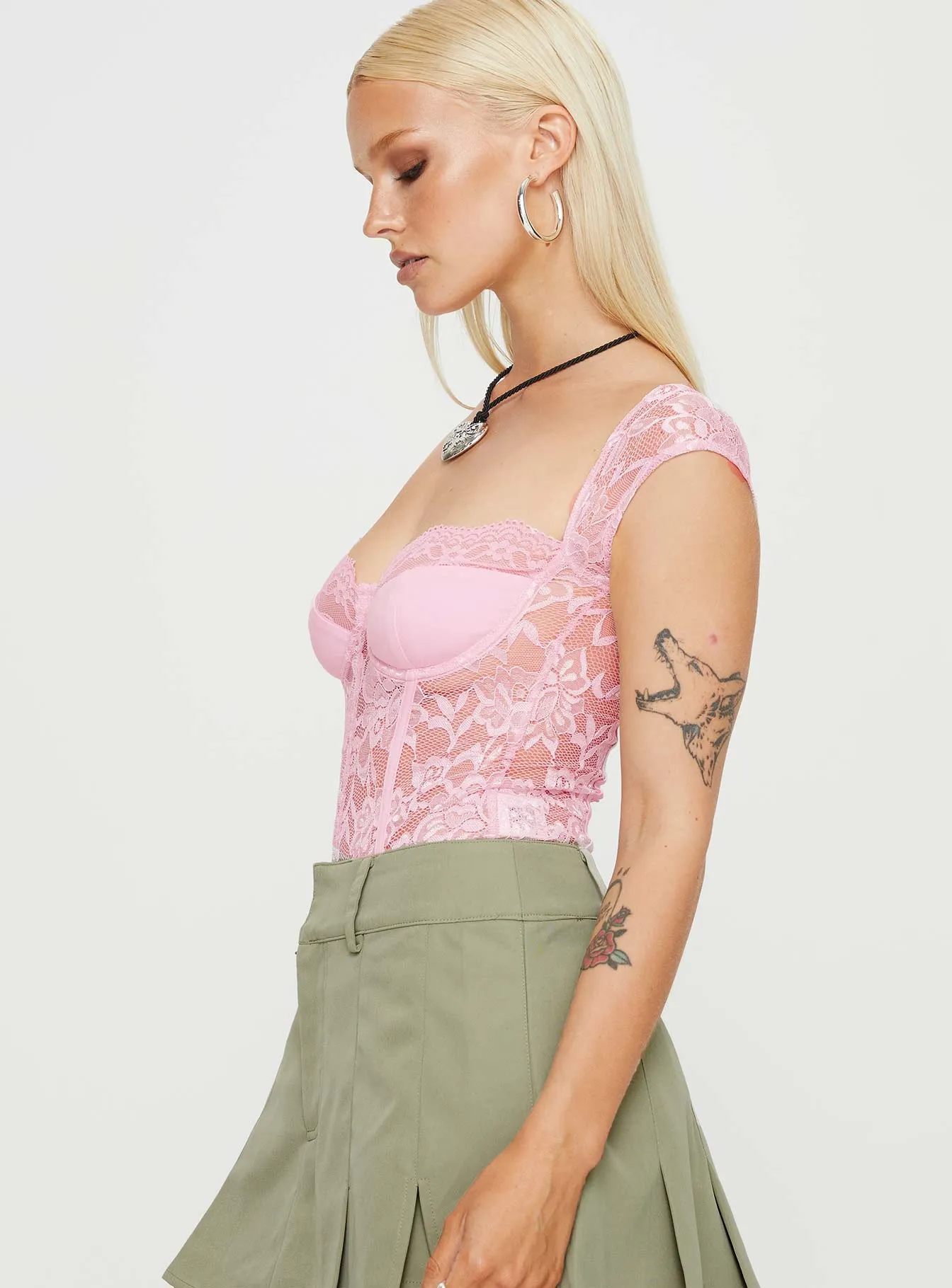 Pink Lace Bodysuit by Cadrot