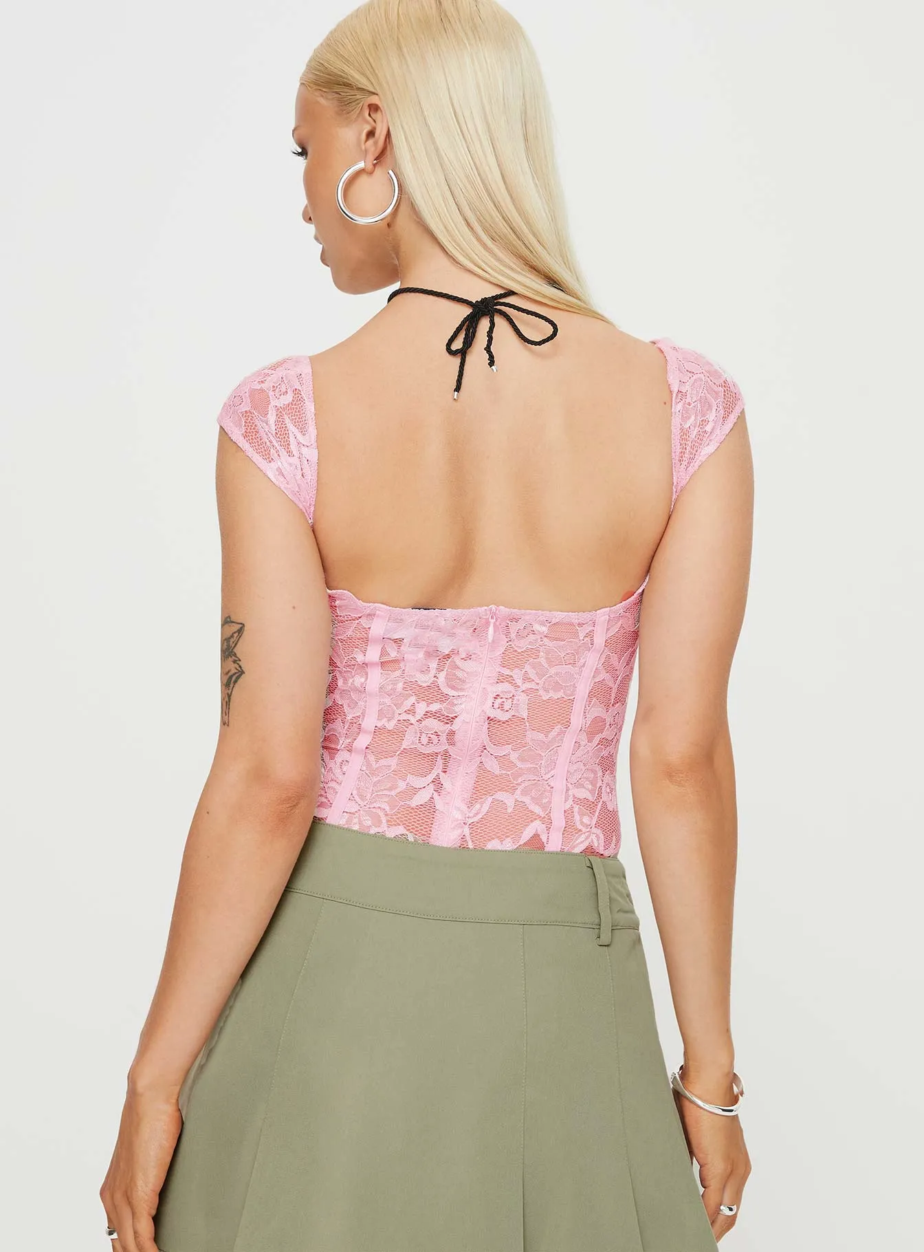 Pink Lace Bodysuit by Cadrot