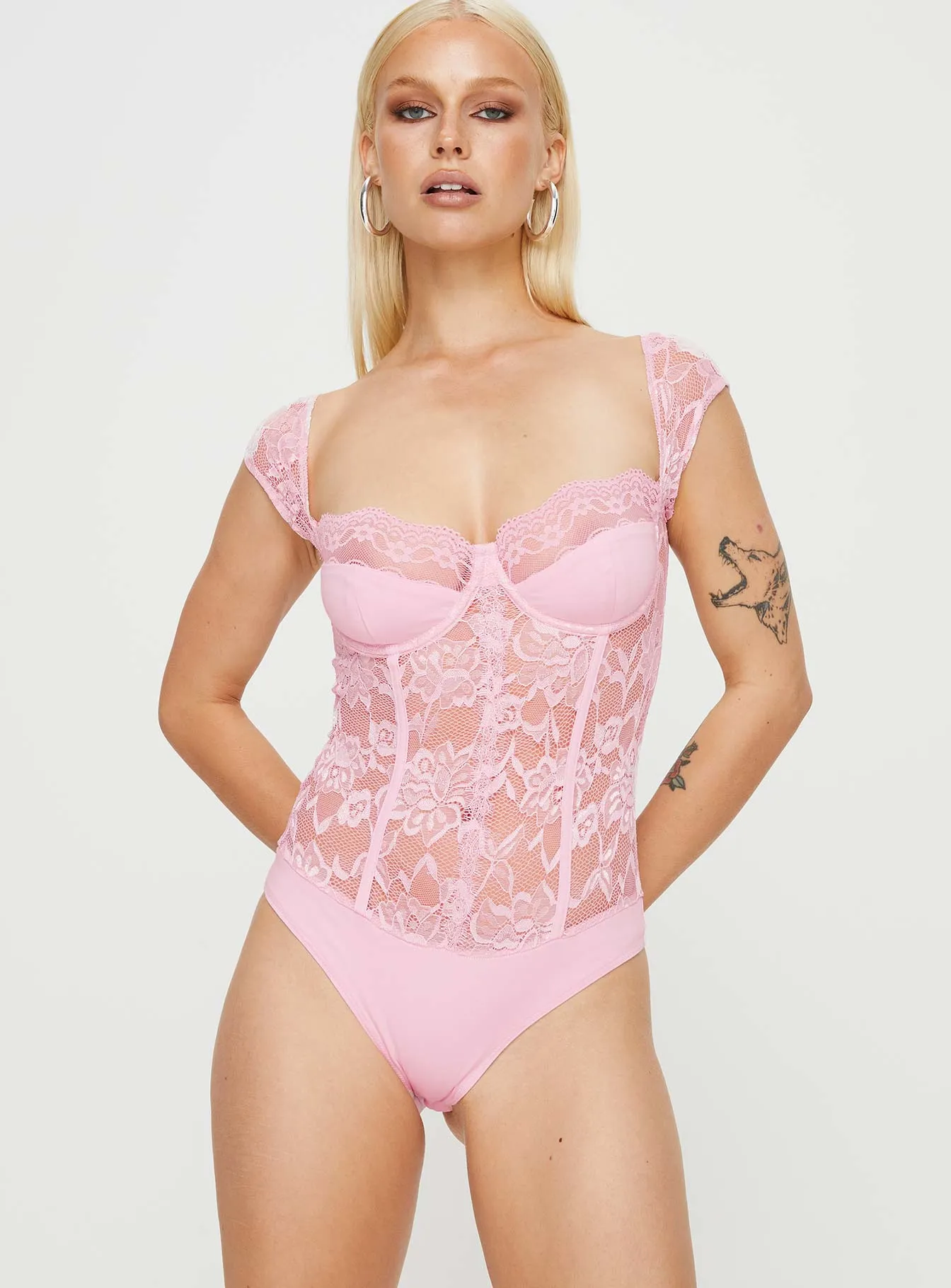 Pink Lace Bodysuit by Cadrot