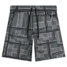 Black Plaid Ripstop Cargo Short