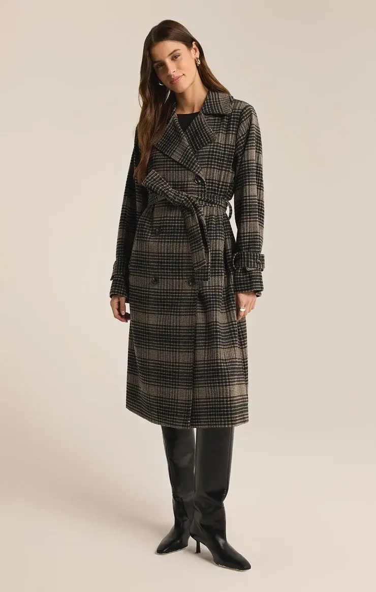 Plaid Trench Coat