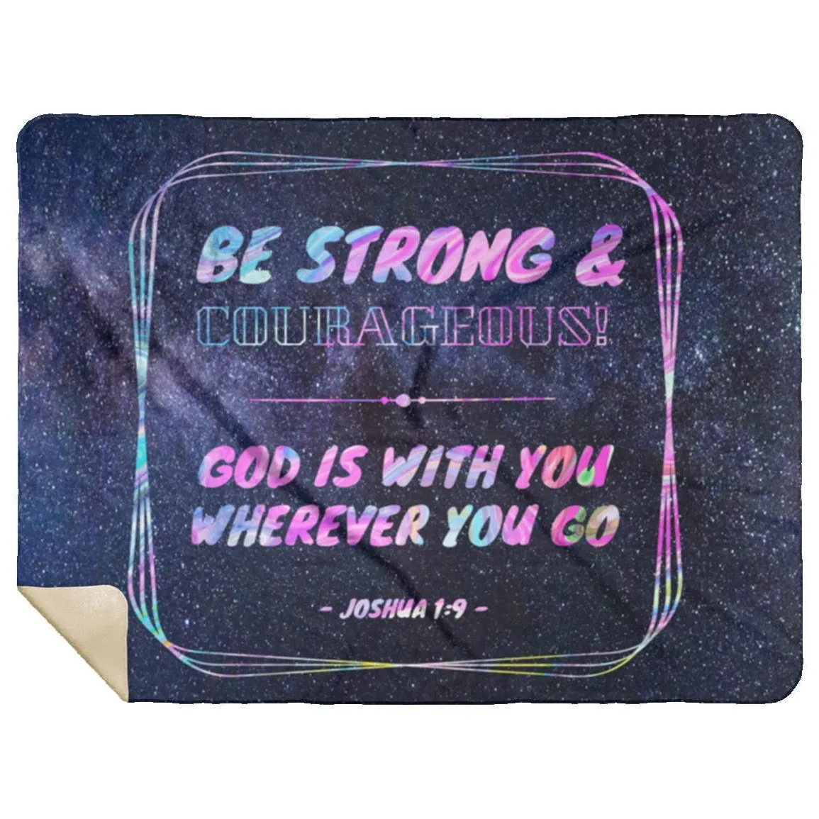 Premium Mink Sherpa Blanket featuring Bible Verse Joshua 1:9 Design 12