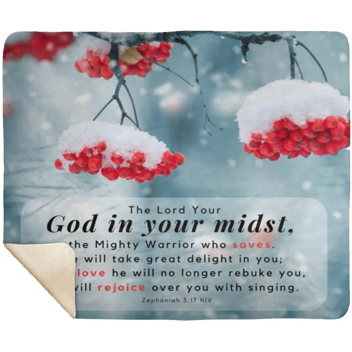 Premium Sherpa Mink Blanket embroidered with God In Your Midst Zephaniah 3:17