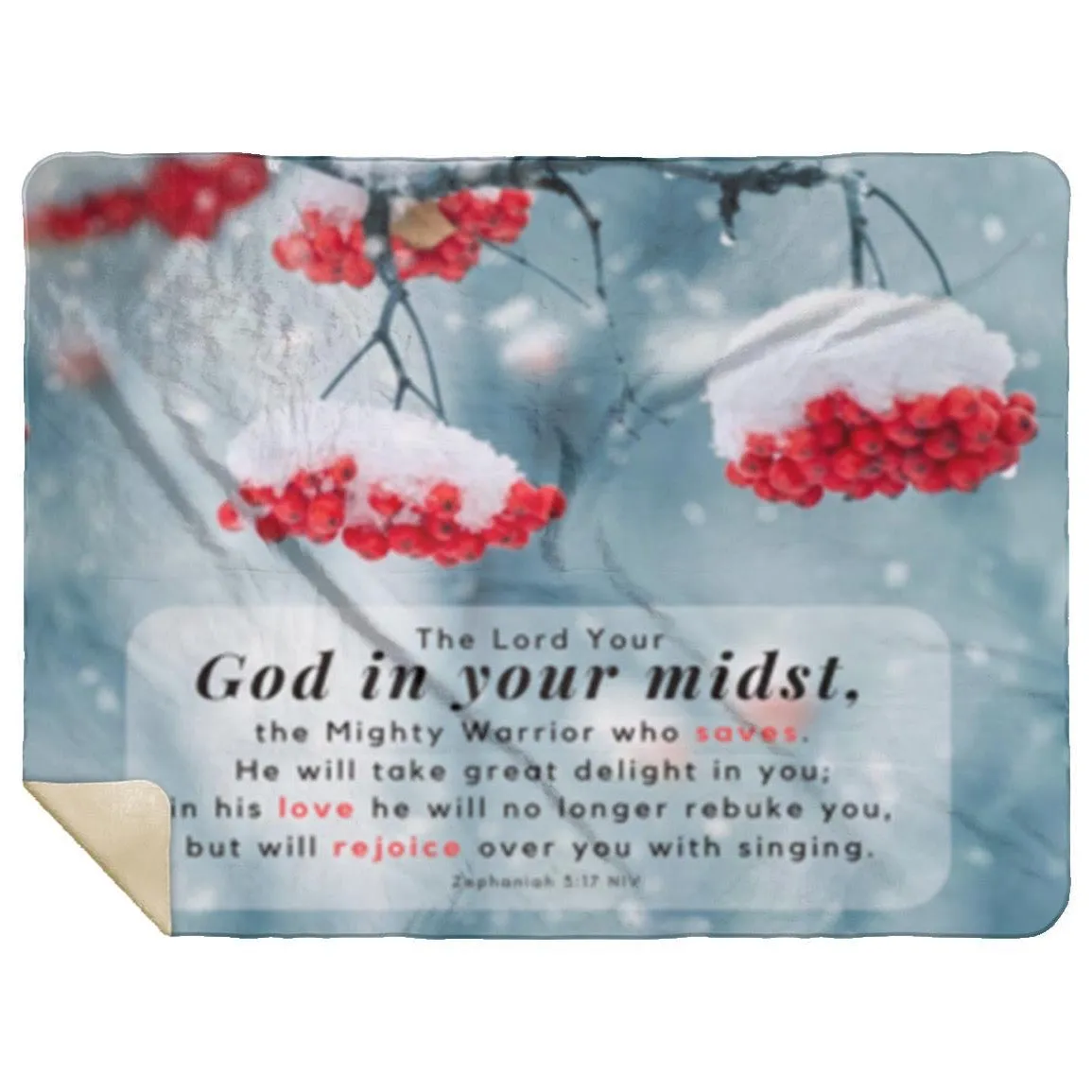 Premium Sherpa Mink Blanket embroidered with God In Your Midst Zephaniah 3:17