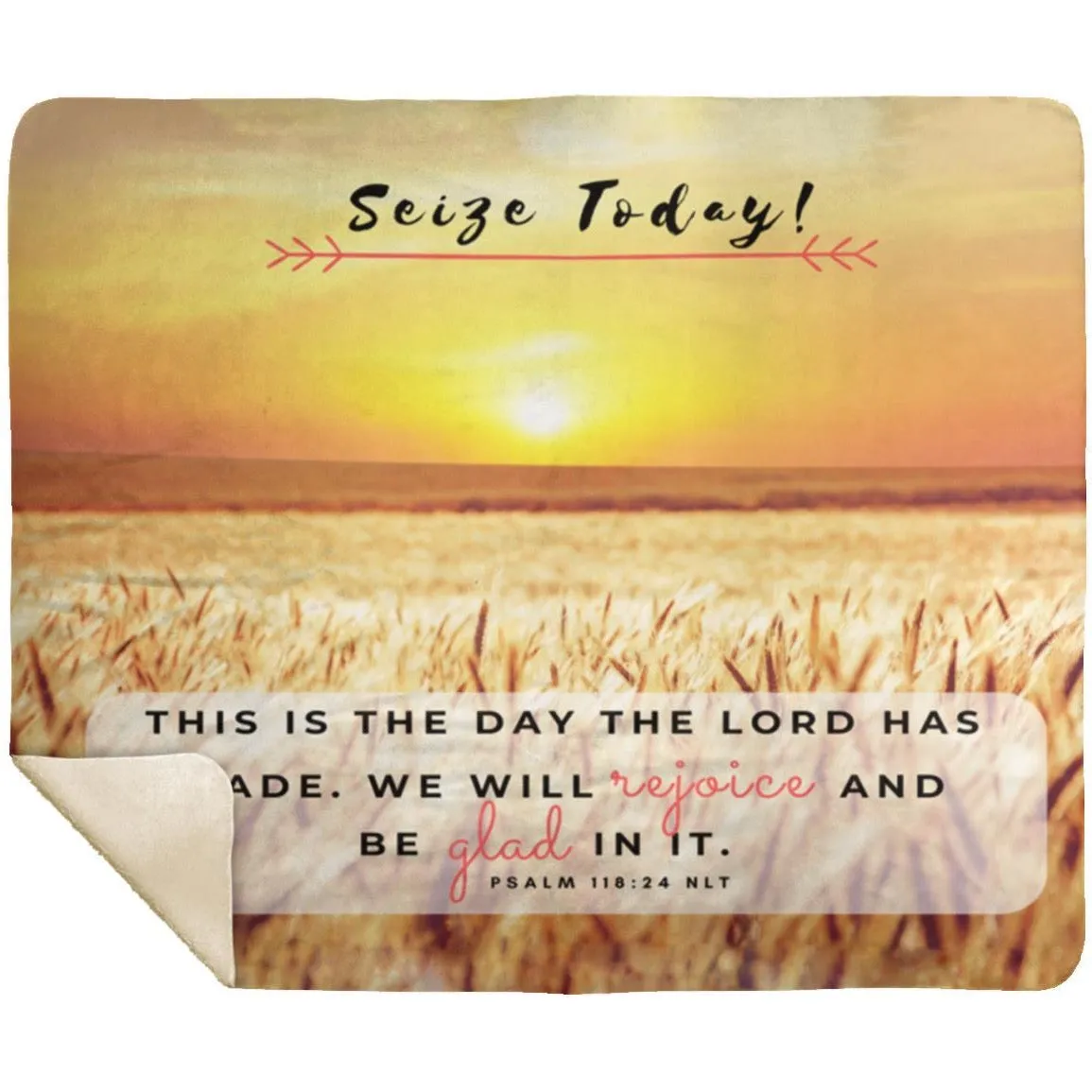 Premium Sherpa Mink Blanket with Rejoice And Be Glad Psalm 118:24