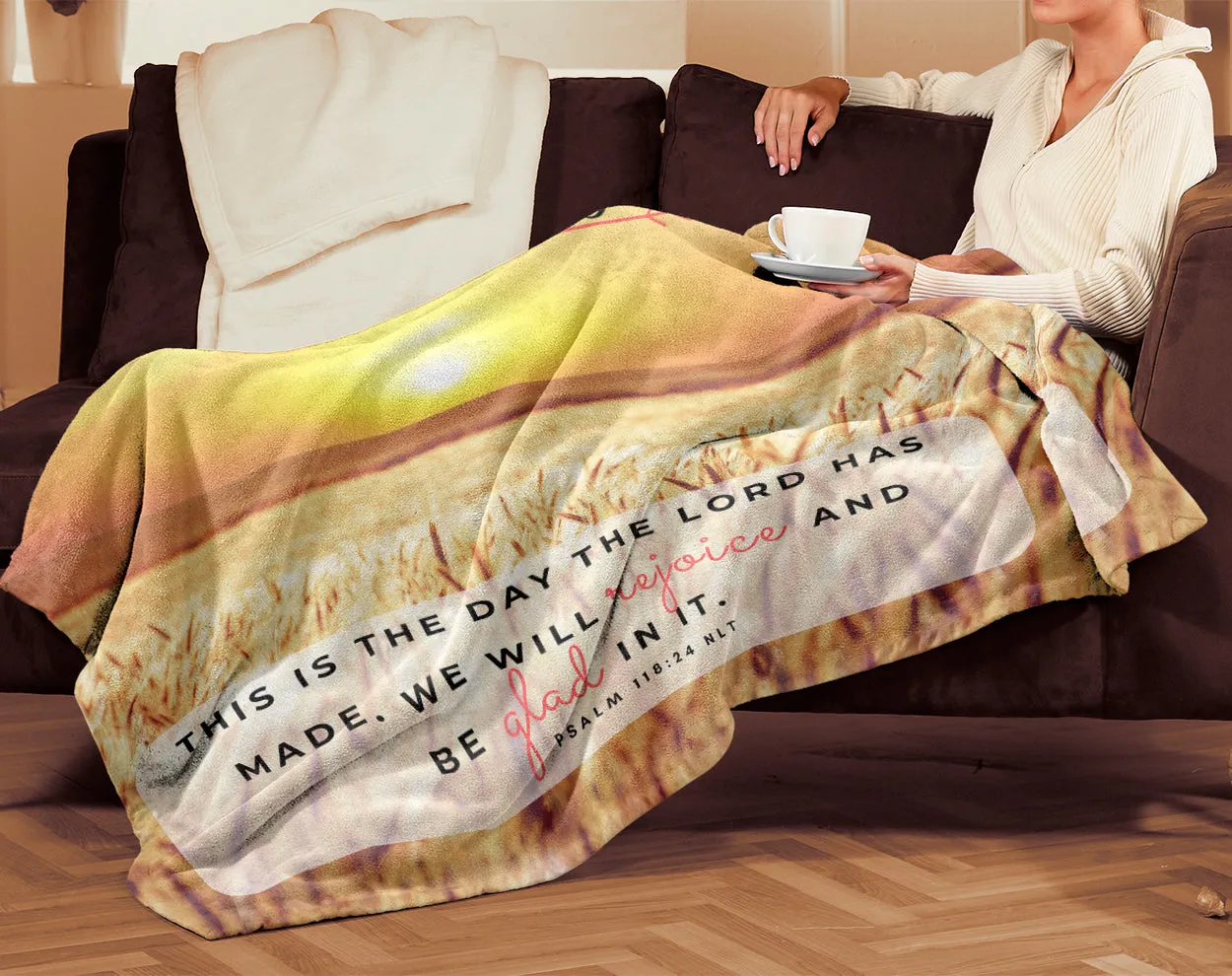 Premium Sherpa Mink Blanket with Rejoice And Be Glad Psalm 118:24