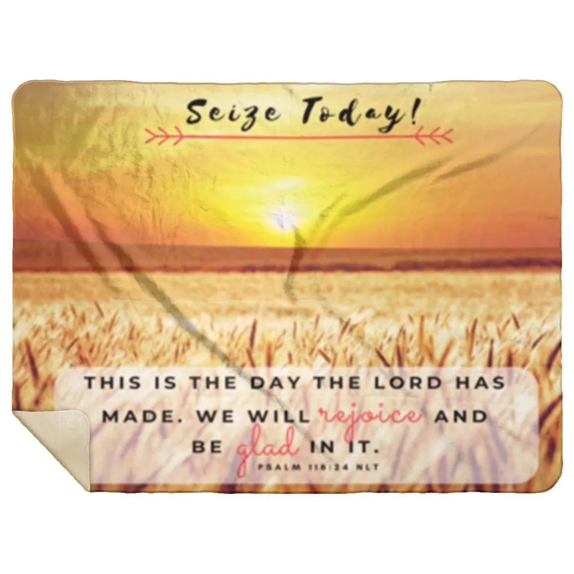 Premium Sherpa Mink Blanket with Rejoice And Be Glad Psalm 118:24