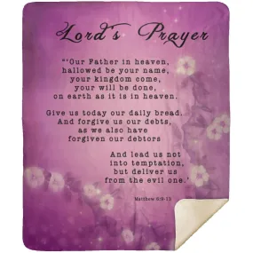 Premium Mink Sherpa Blanket with Lord's Prayer Matthew 6:9-13 Misty Design 1