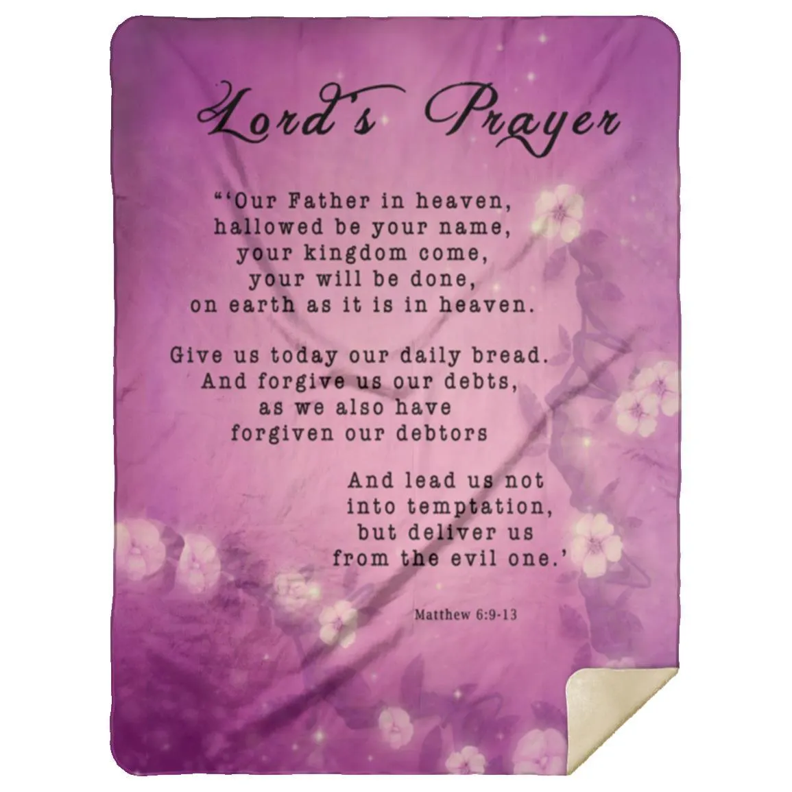 Premium Mink Sherpa Blanket with Lord's Prayer Matthew 6:9-13 Misty Design 1