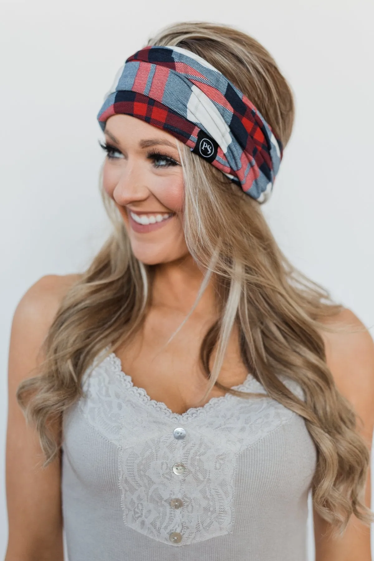 Plaid Beanie in Red & Blue