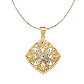 Fancy Square Necklace (36mm)-Gold & Rhodium