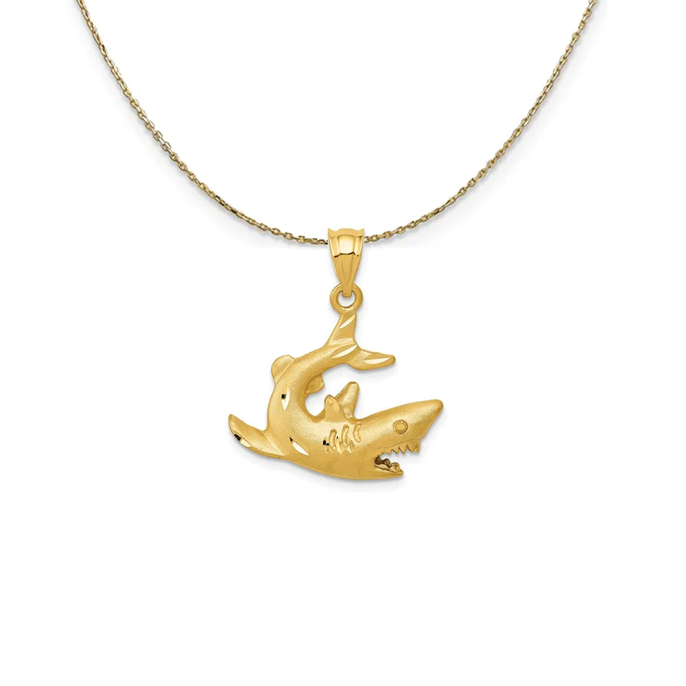 Yellow Gold 2D Shark Necklace