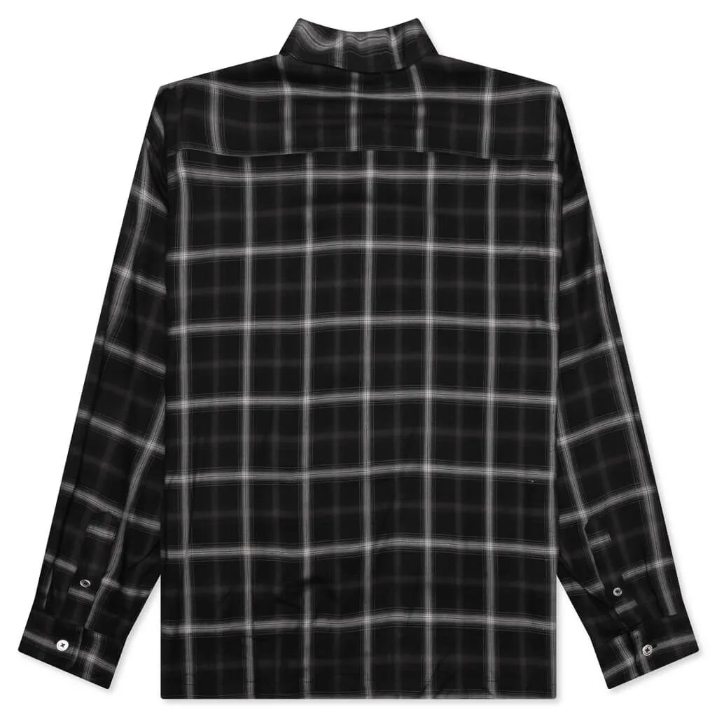 Black Shadow Plaid Rayon Shirt