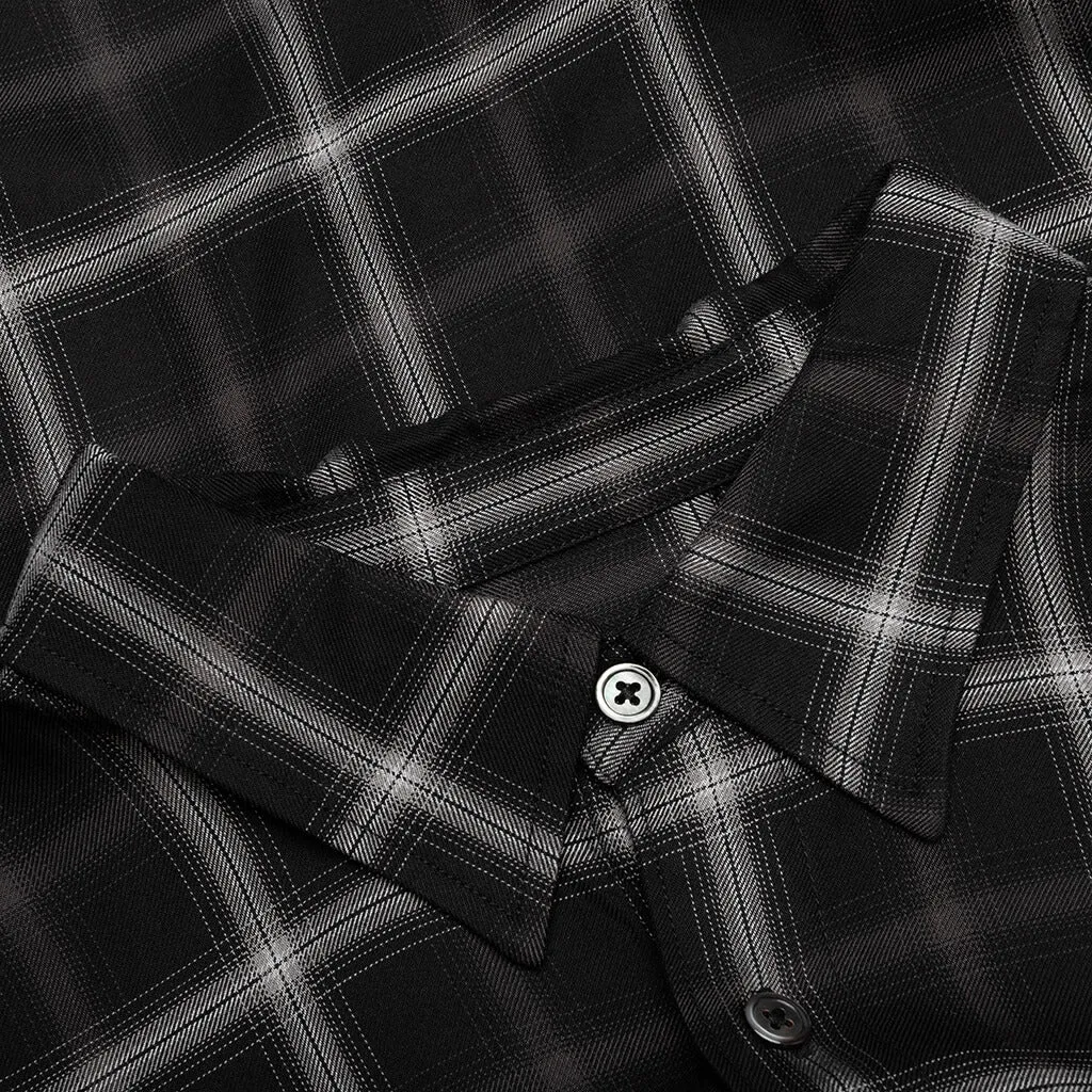 Black Shadow Plaid Rayon Shirt