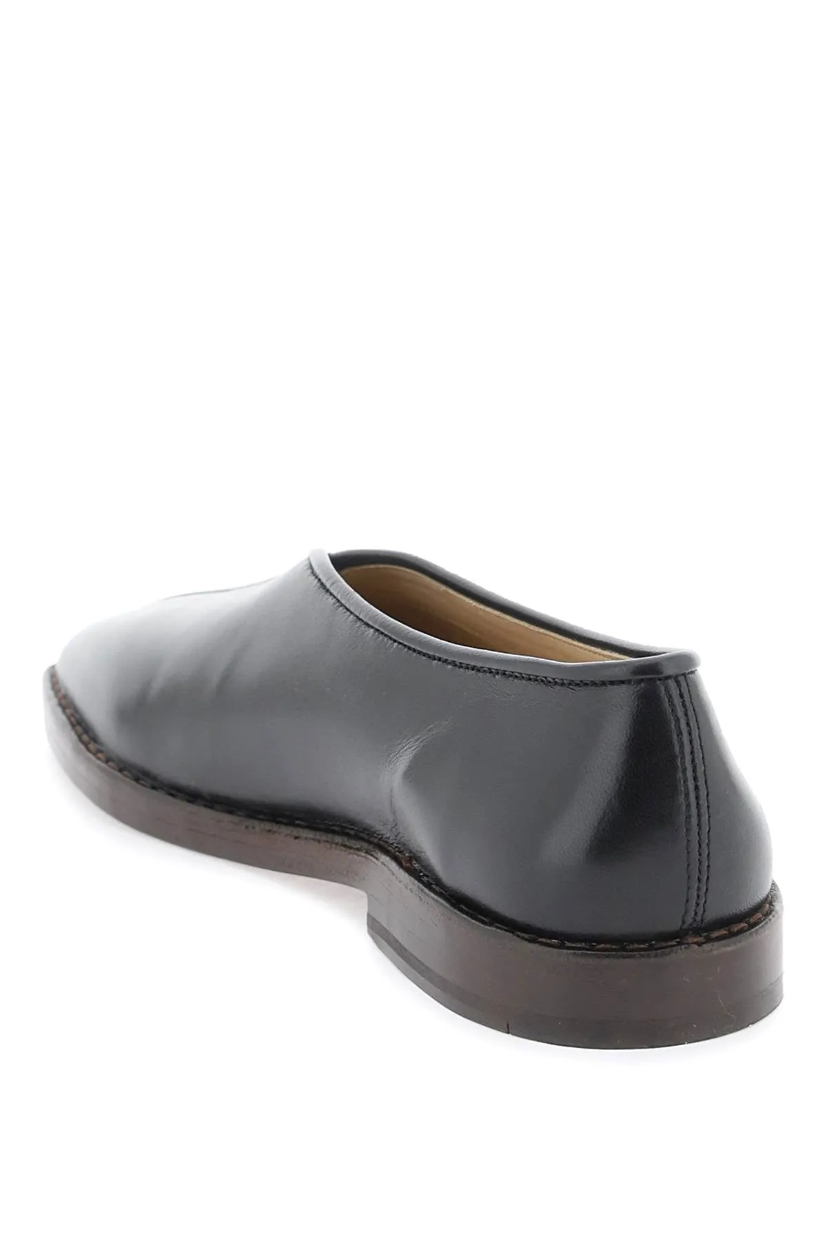 Shiny Leather Slip Ons with Nappa Material