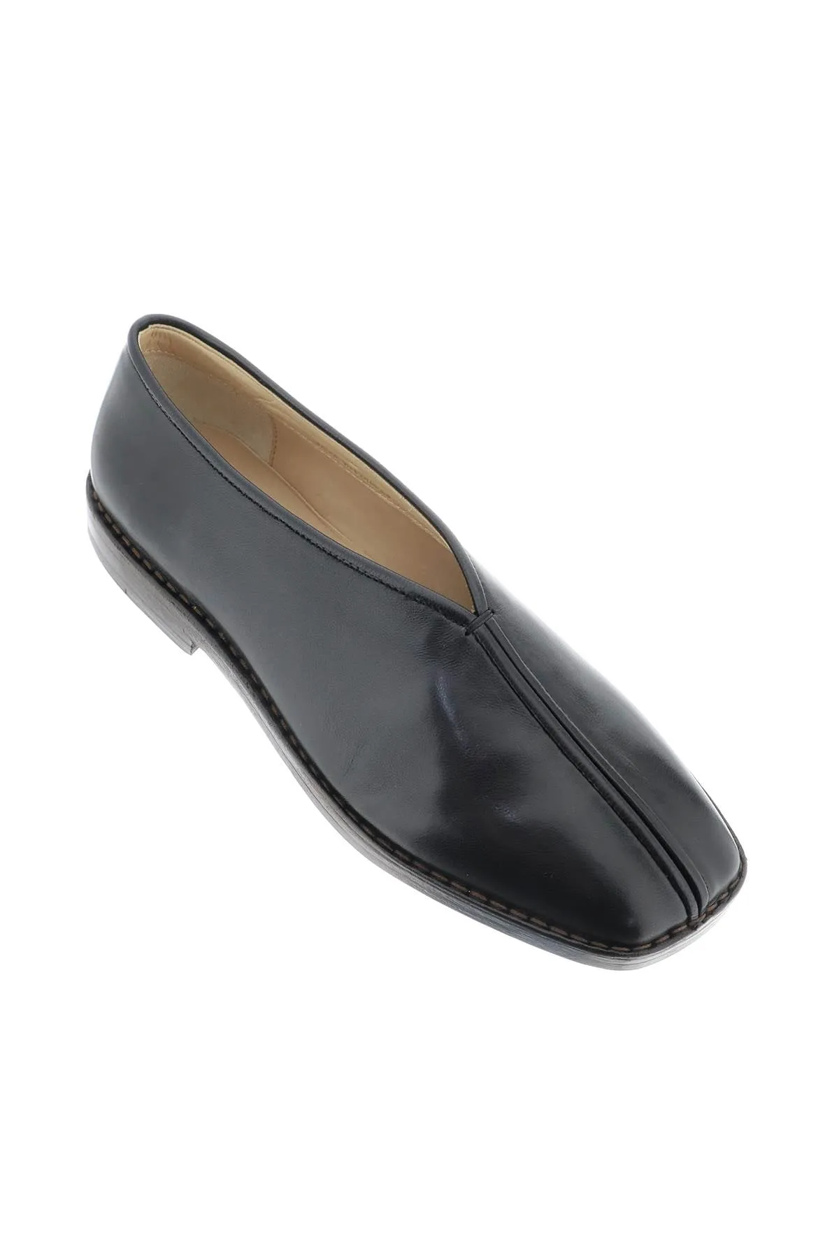 Shiny Leather Slip Ons with Nappa Material