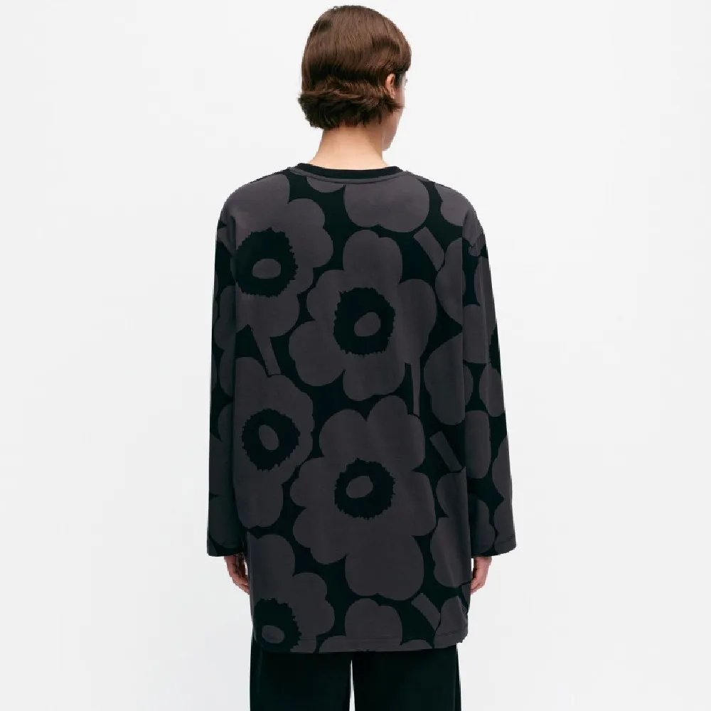 Crew Neck Flower Patterns Cotton Ribbed Long Sleeves Tunics by marimekko