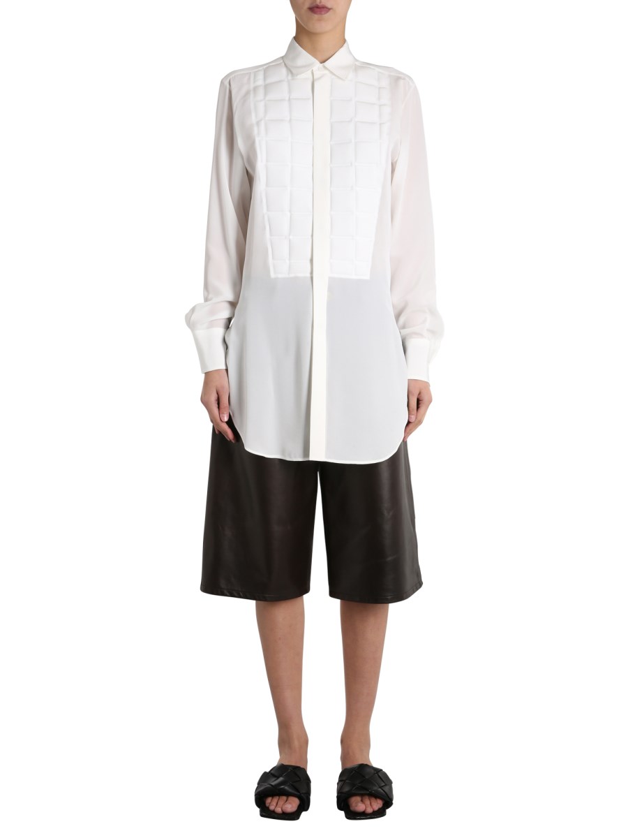 Washed Silk Shirt with Padded Quilting by BOTTEGA VENETA in Crepe de Chine