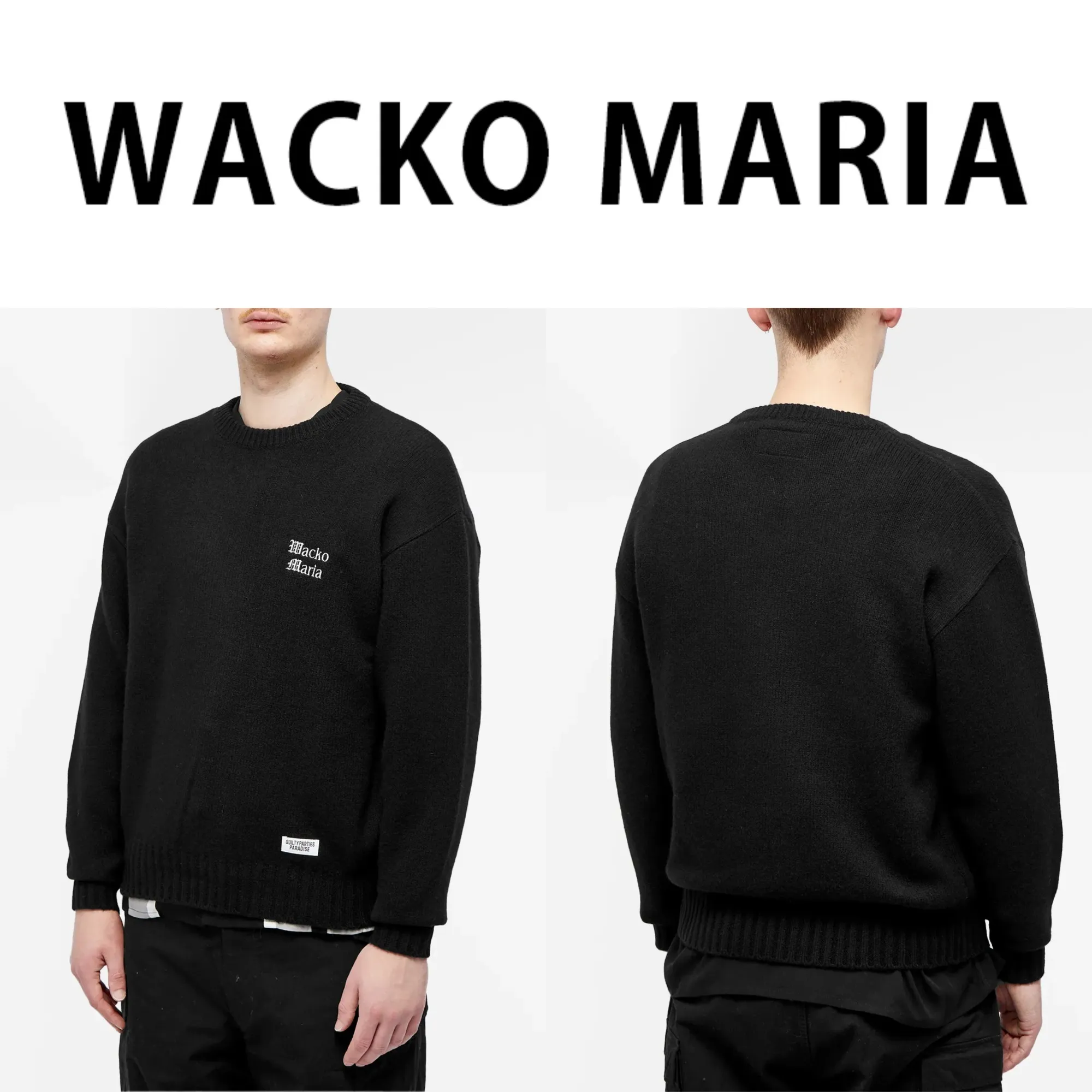 WACKO MARIA Crew Neck Unisex Wool Street Style Long Sleeves Plain Logo