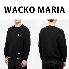 WACKO MARIA Crew Neck Unisex Wool Street Style Long Sleeves Plain Logo