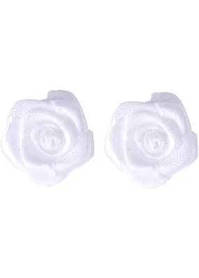 White Satin Rose Succubus Earrings