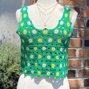 Green Crochet Knit Top for Summer Fun