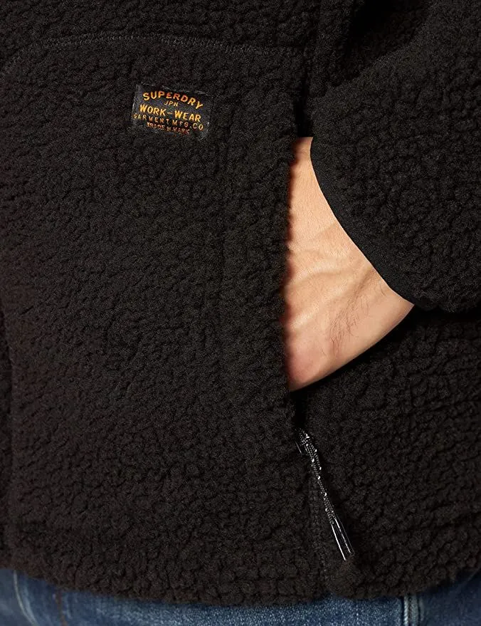 Superdry Sherpa Workwear Fleece Jacket - Bison Black