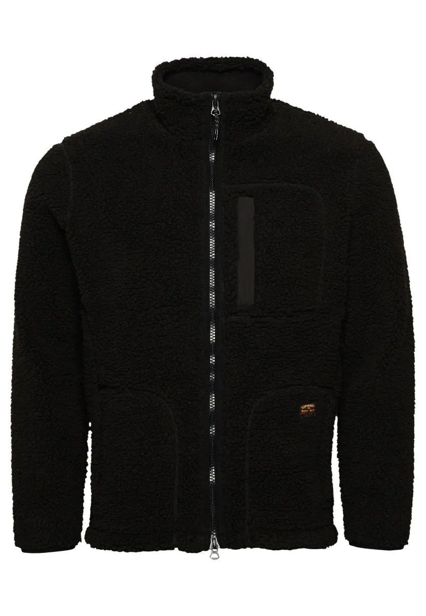 Superdry Sherpa Workwear Fleece Jacket - Bison Black