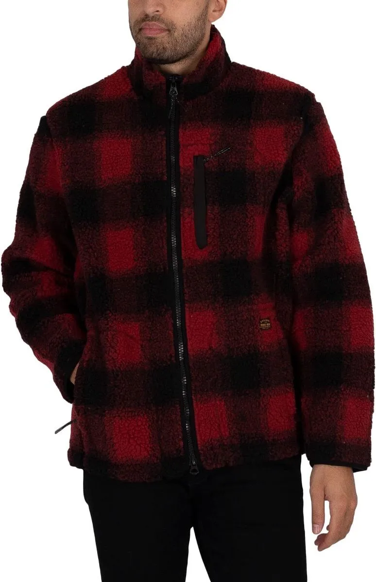 Superdry Sherpa Workwear Fleece Jacket - Black/Red