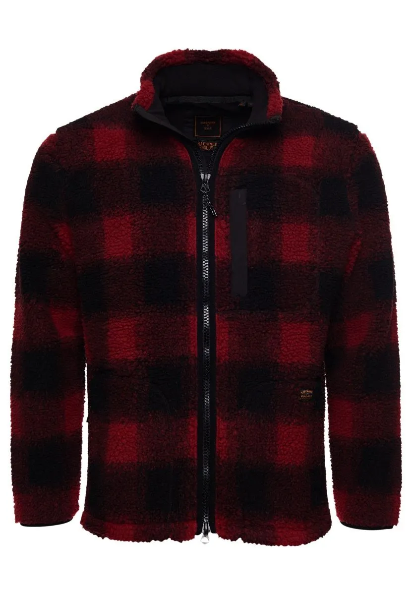 Superdry Sherpa Workwear Fleece Jacket - Black/Red