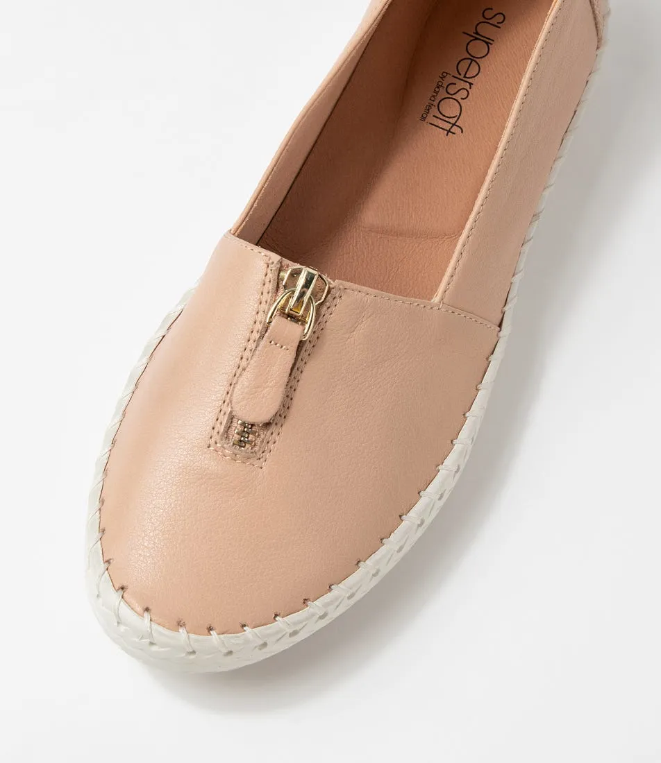 SUPERSOFT Wandie Nude Leather Slip-Ons