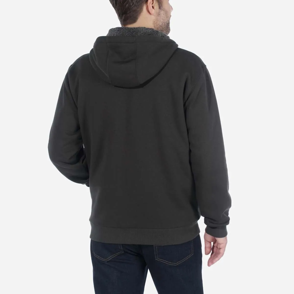 Sweatshirt with Sherpa Lining Zipper Closure Peat Color