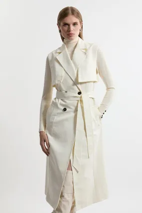 Sleeveless Belted Trench Coat