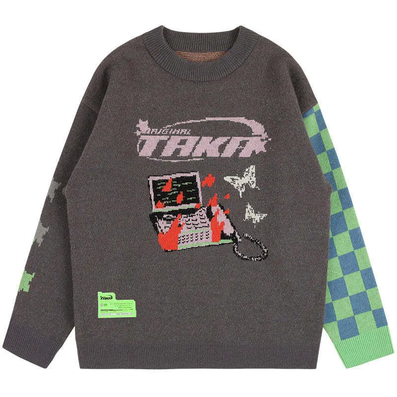 TAKA ORIGINAL Unisex Crew Neck Casual Style Other Plaid Patterns