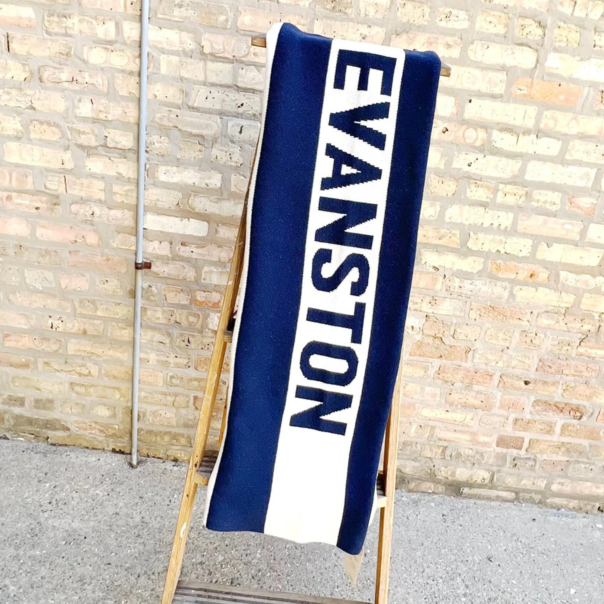 Navy & Cream Knit Throw Blanket Evanston