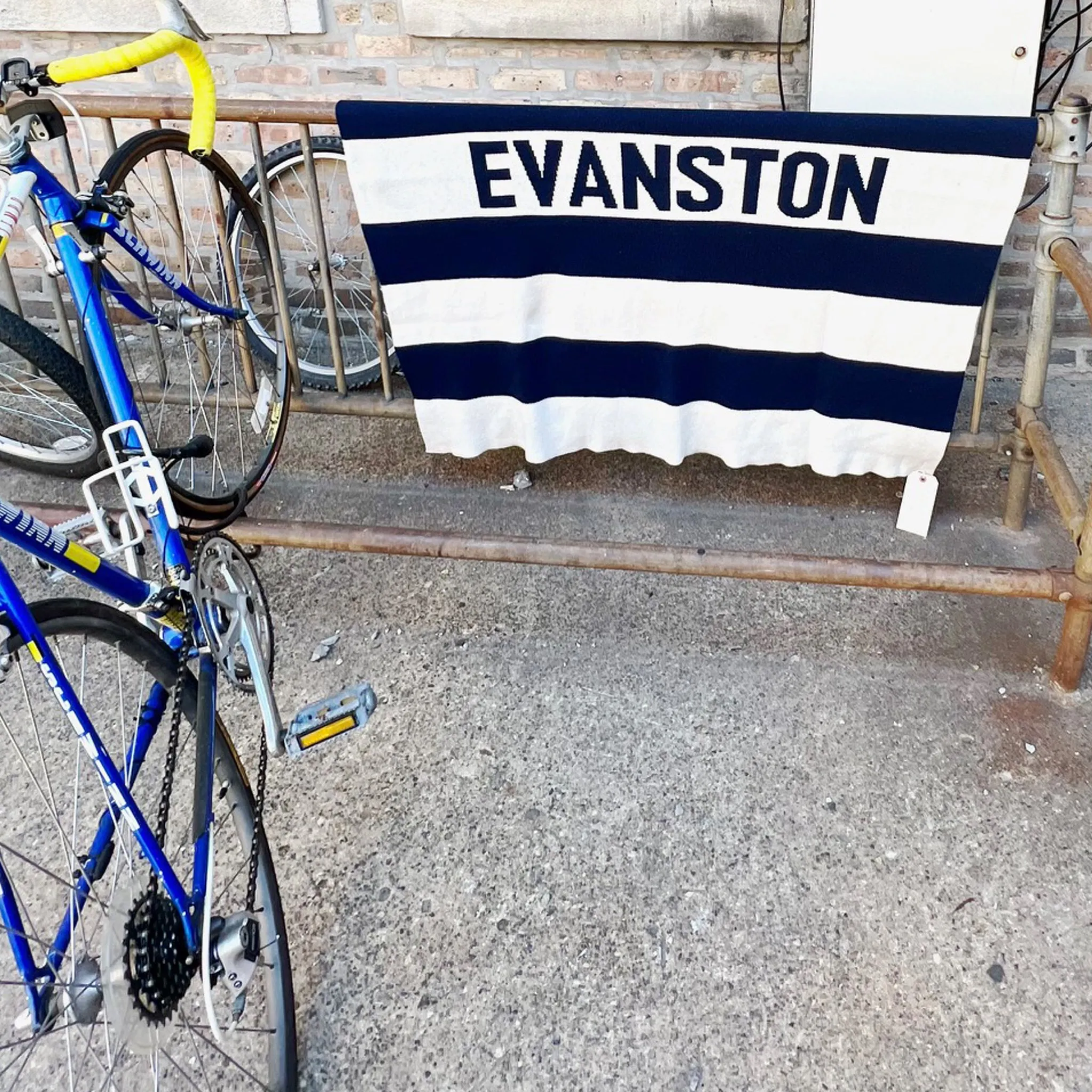 Navy & Cream Knit Throw Blanket Evanston