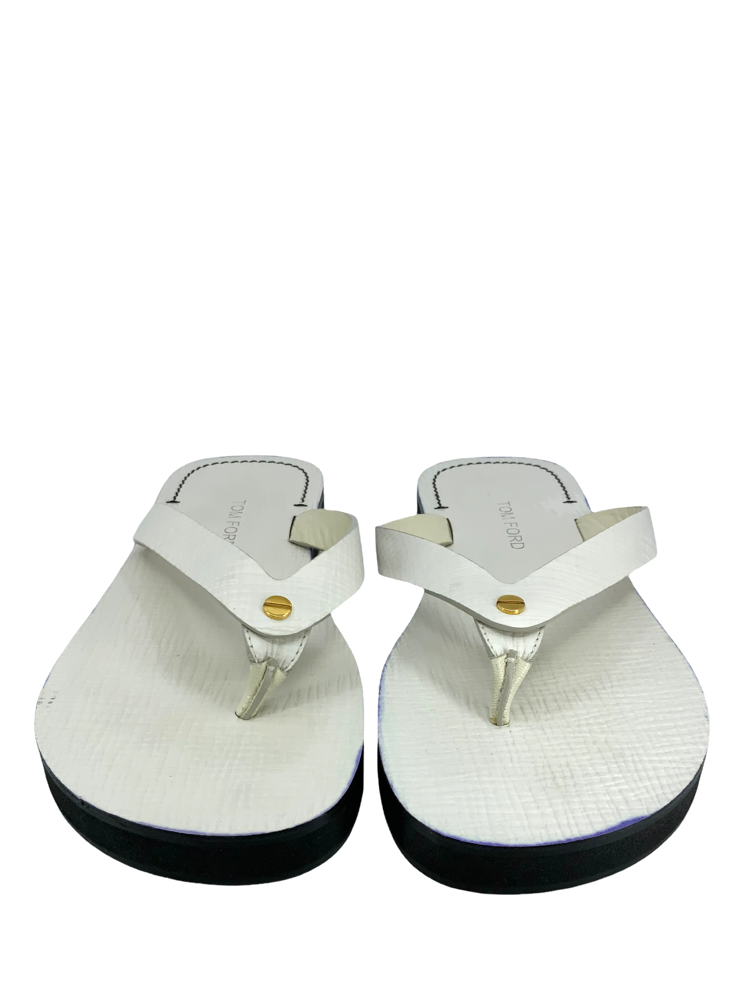 TOM FORD Size 6 Textured Leather Thong Sandals