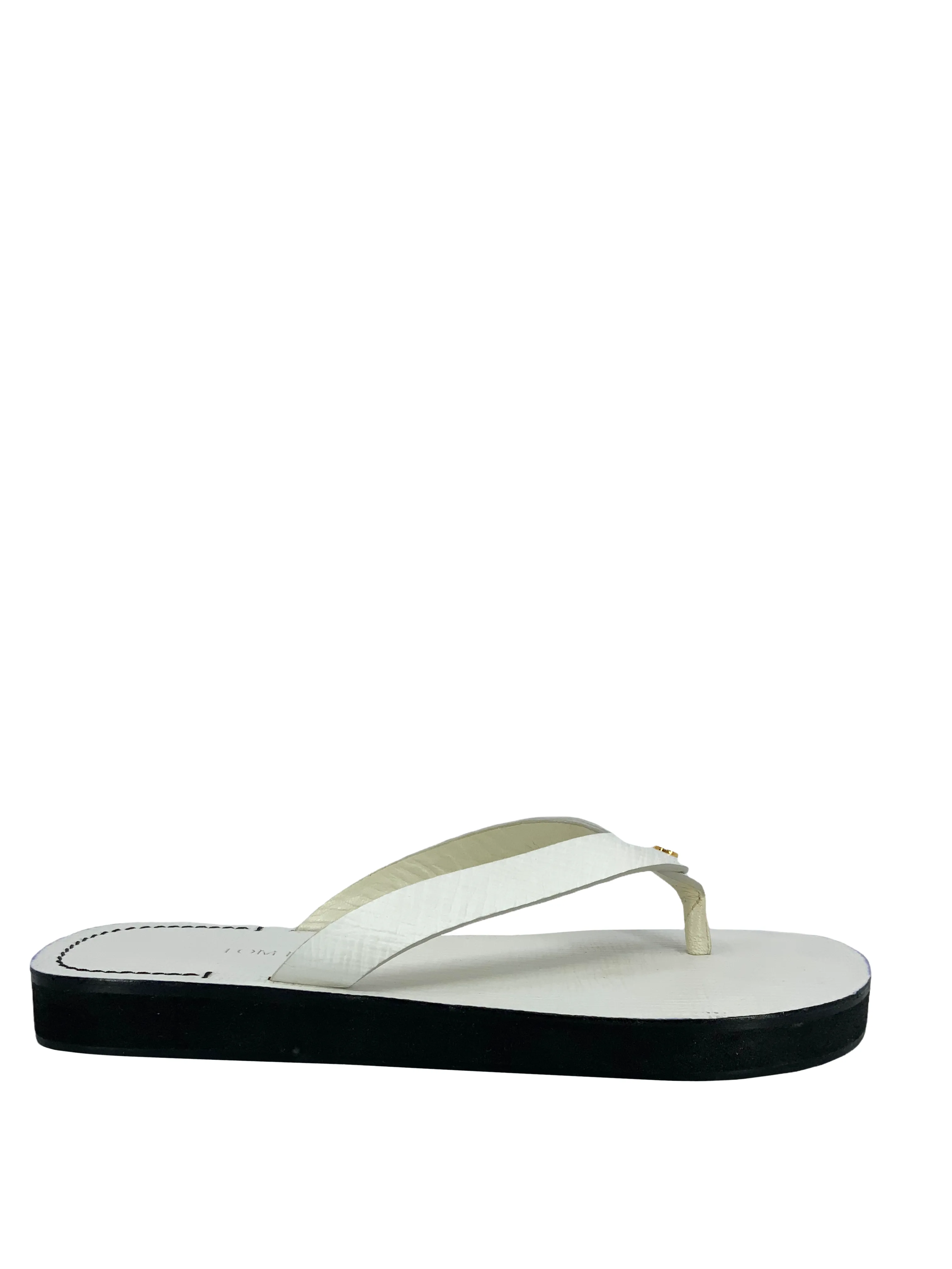 TOM FORD Size 6 Textured Leather Thong Sandals