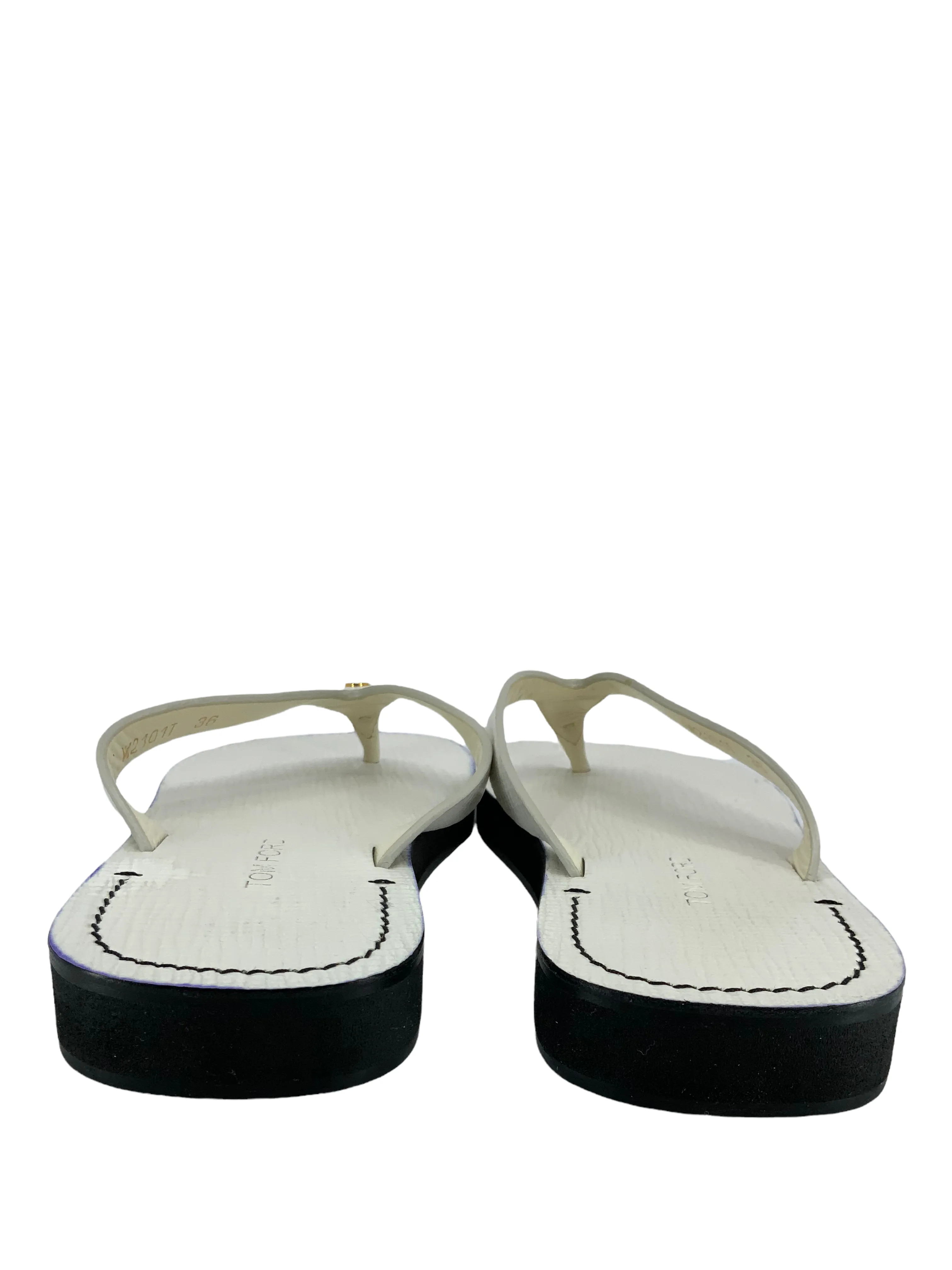 TOM FORD Size 6 Textured Leather Thong Sandals