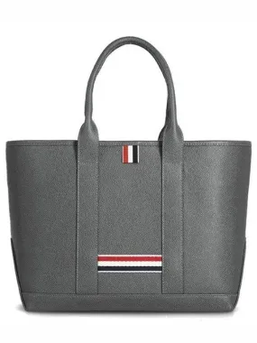 UAG187A 00198 025 Leather Tote Bag with Three Striped Tab Stripes