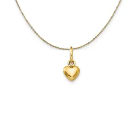 14k Yellow Gold Tiny Puffed Heart 5mm Necklace