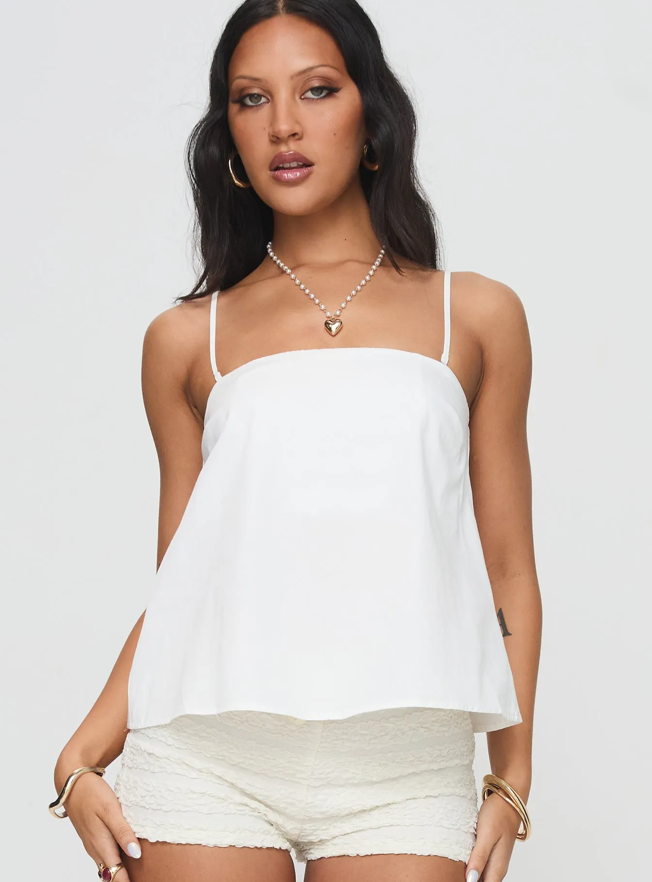 White Strapless Trapeze Top