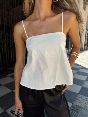 White Strapless Trapeze Top