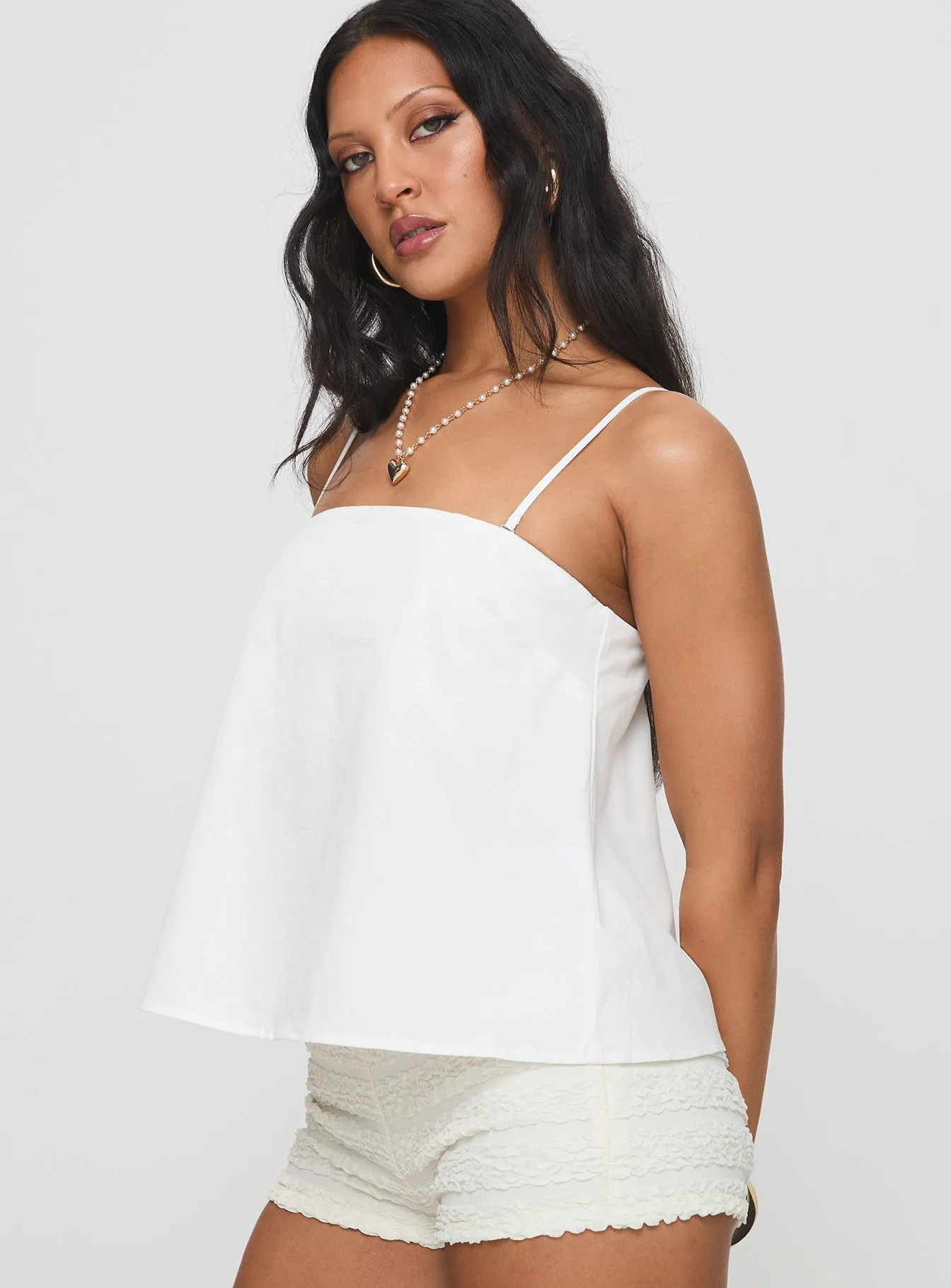 White Strapless Trapeze Top