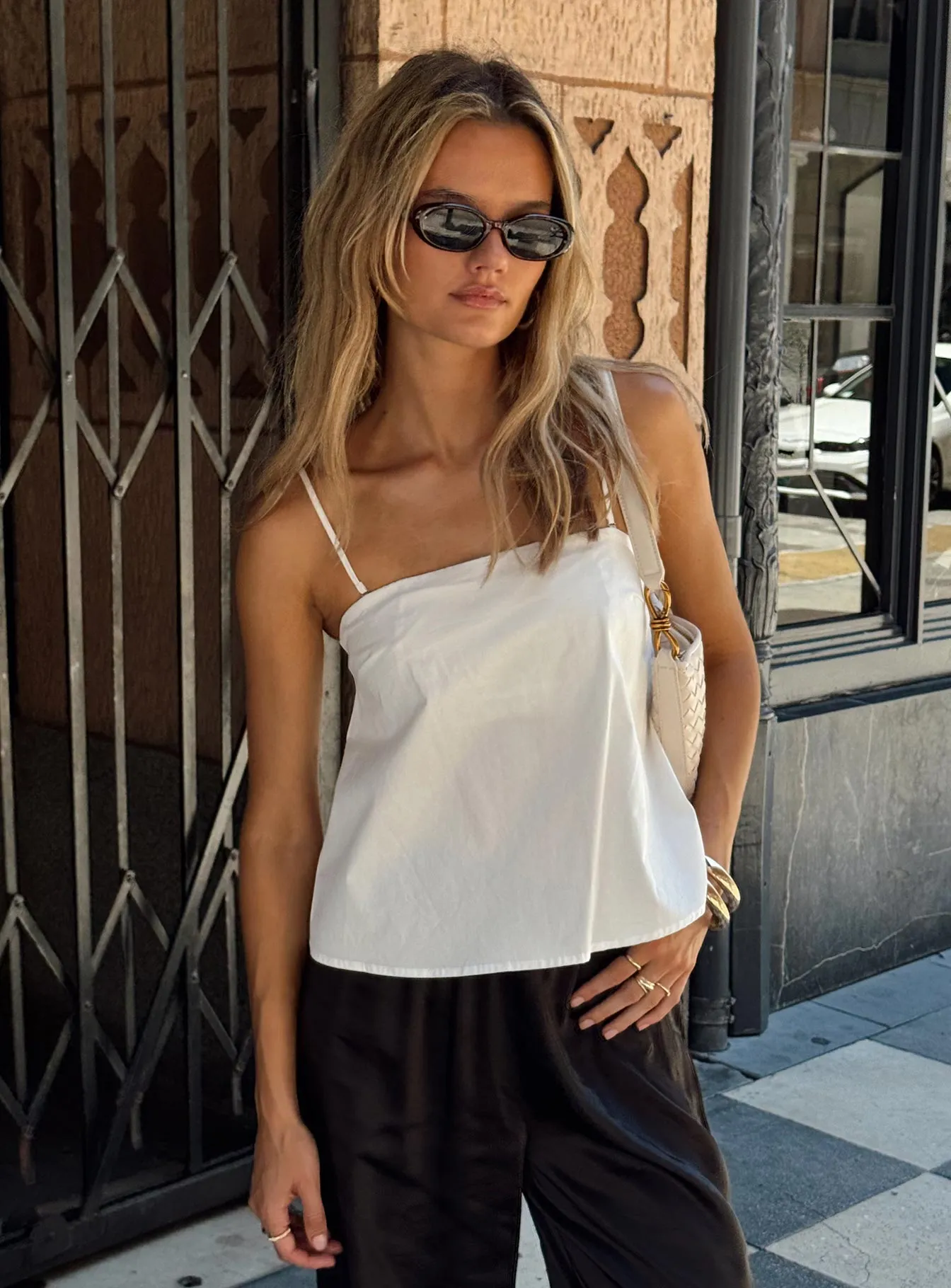 White Strapless Trapeze Top