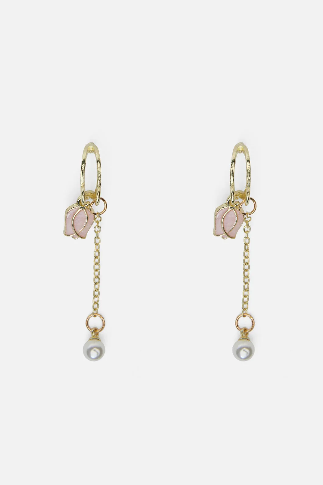 Tulip Design Pearl Earrings