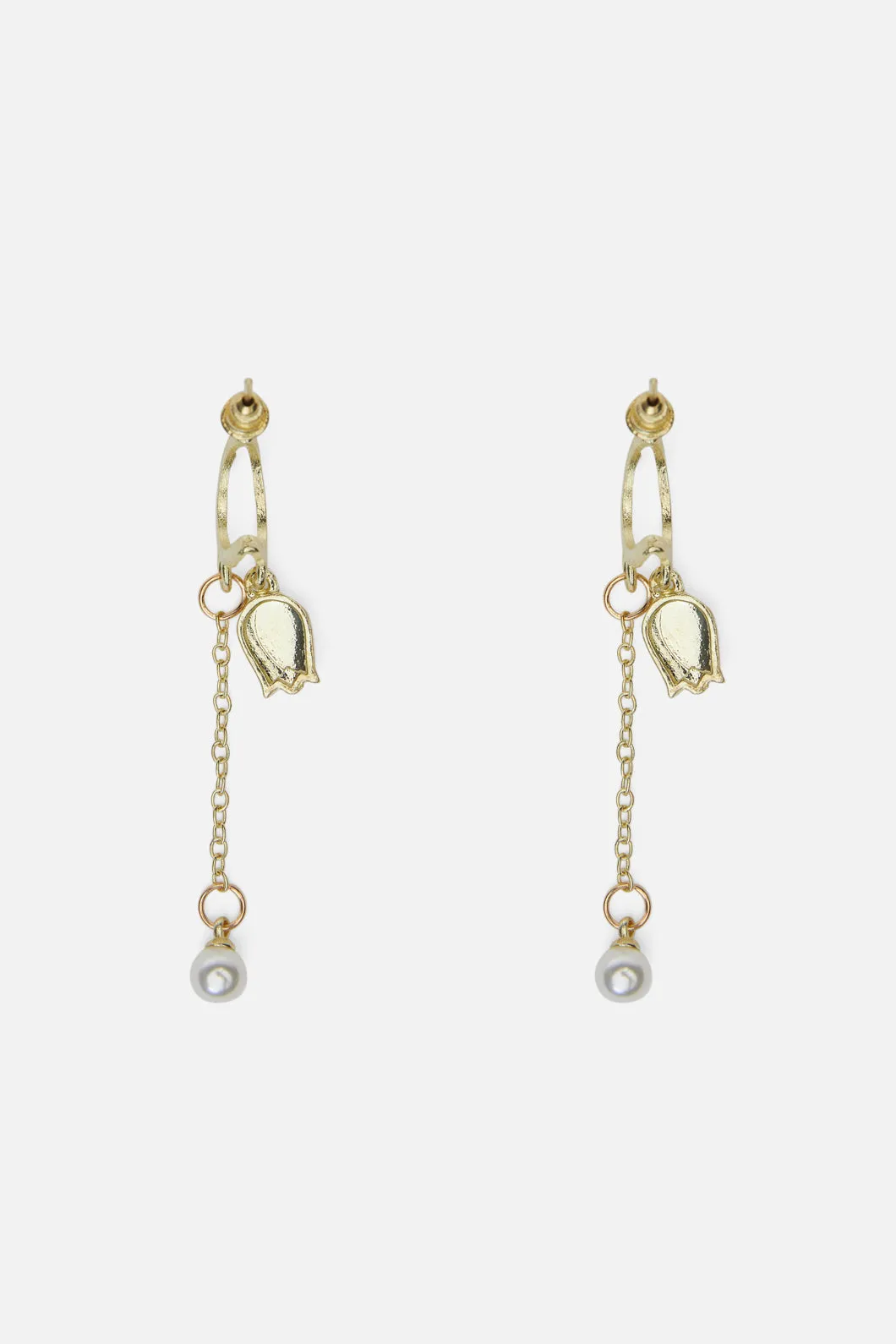 Tulip Design Pearl Earrings