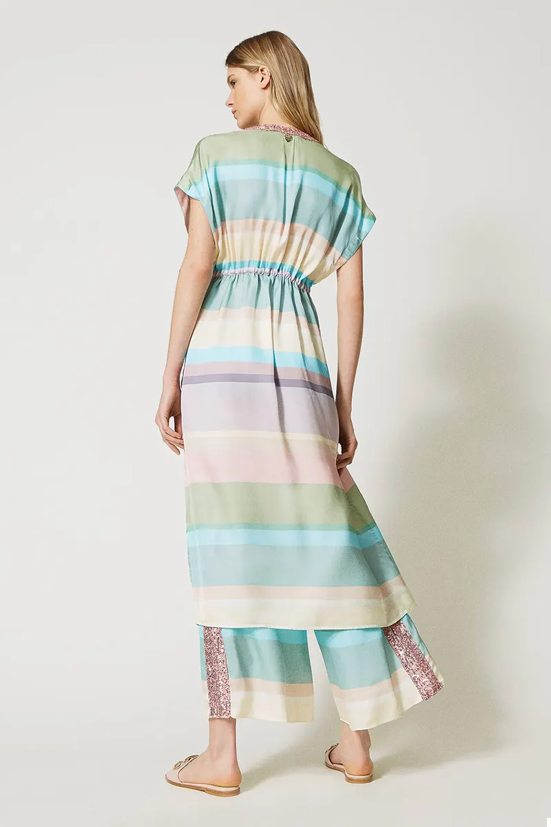 TWINSET Striped caftan with sequins