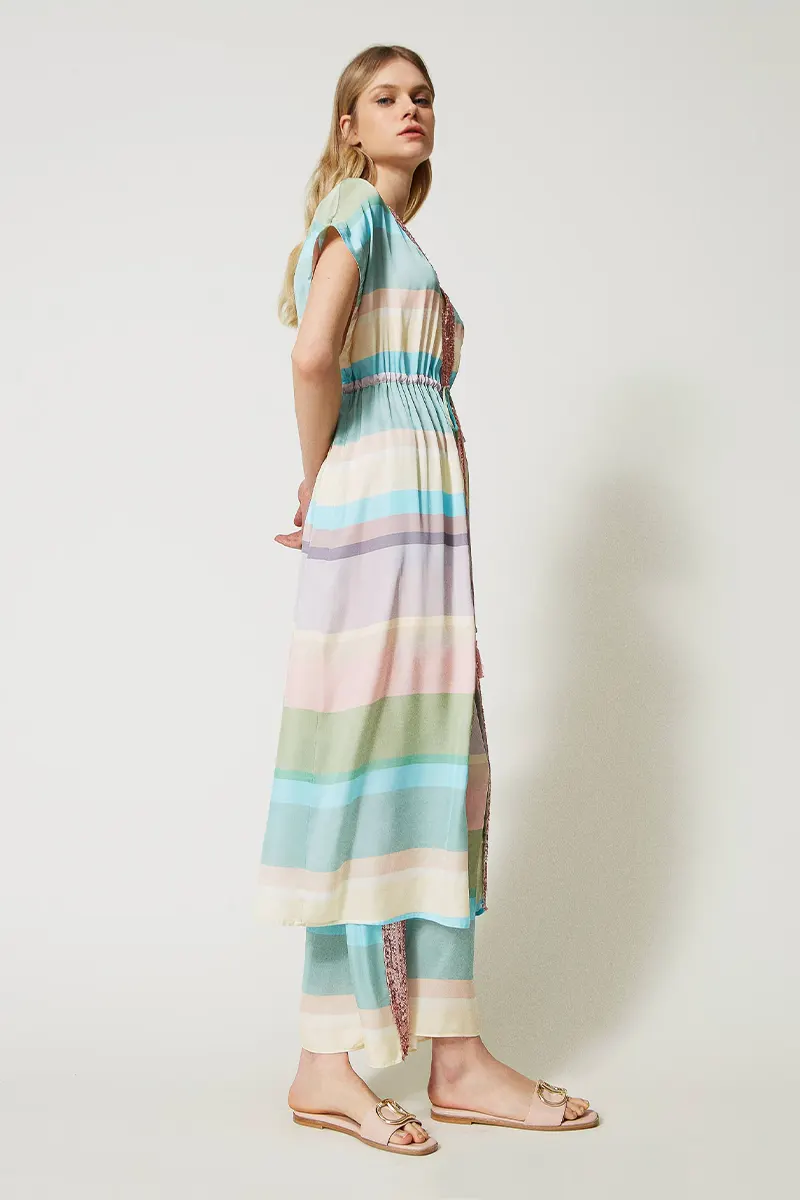 TWINSET Striped caftan with sequins