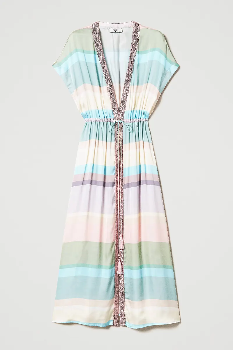 TWINSET Striped caftan with sequins